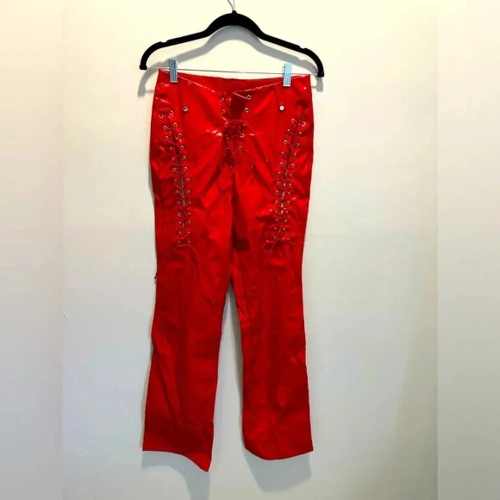 Source Unknown Red Lace-Up Pants - image 1